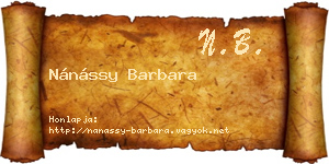Nánássy Barbara névjegykártya